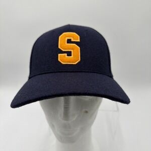 Saucony S  Hat Cap Men's Blue Wool Blend‎ Snapback Embroidered Navy Blue New